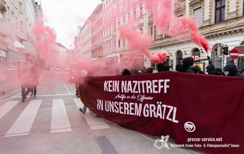 Wien: Antifaschistische Demonstration gegen die „Identitären“ in Margareten (27.04.2022)